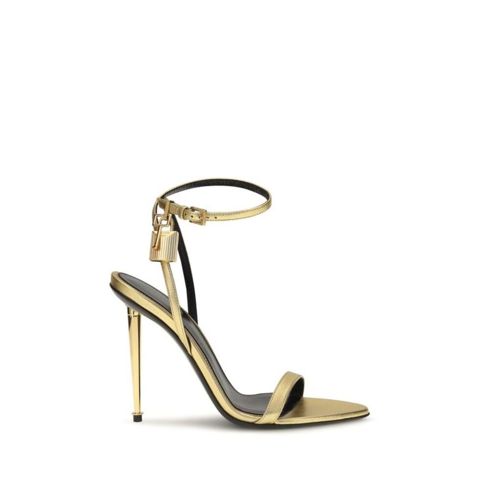 Tom Ford Gold Lamb Ovis Aries Aries Stiletto Heel Women's Sandals
